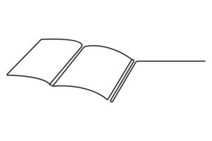 Continuous one line drawing of opening book simple illustration. vector