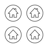 Homepage, home outline icon set on circle line. Web house page sign symbol vector