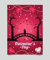 Valentine celebration poster Romantic cute love card template design vector