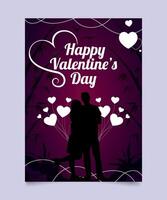 Valentine celebration couple poster Romantic cute love card template design vector