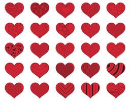 Hearts with Patterned Black Lines vector
