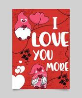 Valentine Happiness celebration poster Romantic cute love card template design vector
