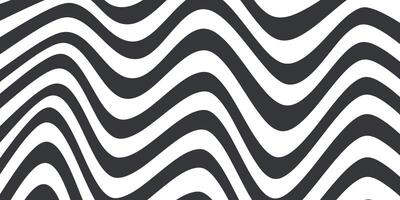 Abstract horizontal background with dynamic waves. Trendy illustration in style retro 60s,70s. White and black colors vector