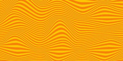 Abstract horizontal background with dynamic waves. Trendy illustration in style retro 60s, 70s. Yellow and orange colors vector
