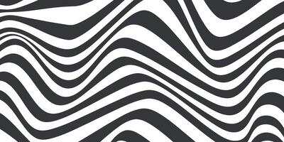 Abstract horizontal background with dynamic waves.Trendy illustration in style retro 60s, 70s. White and black colors vector