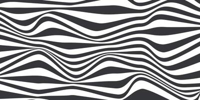 Abstract horizontal background with dynamic waves. Trendy illustration in style retro 60s, 70s. White and black colors vector