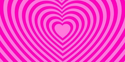 Monochrome horizontal background of heart shaped tunnel. Rainbow romantic pattern. Pink colors. Trendy illustration in style retro 60s, 70s. vector