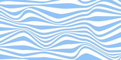 Abstract horizontal background with dynamic waves. Trendy illustration in style retro 60s, 70s. White and blue colors vector