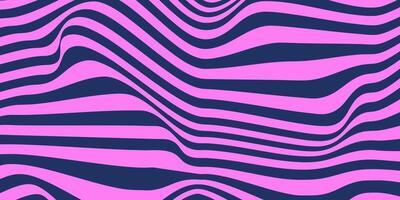 Abstract horizontal background with dynamic waves. Trendy illustration in style retro 60s, 70s. Pink and dark blue colors vector