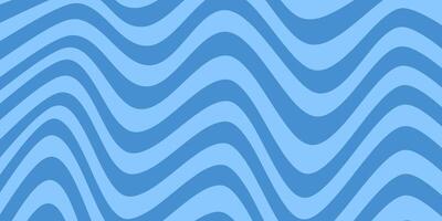 Abstract horizontal monochrome background with dynamic waves. Trendy illustration in style retro 60s, 70s. Blue colors vector