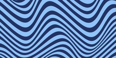 Abstract horizontal background with dynamic waves. Trendy illustration in style retro 60s, 70s. Blue colors vector