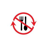 Say no to plastic fork and spoon red prohibition sign. Save environment and ecology of earth. vector