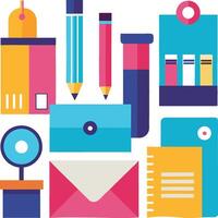 Designer stationery sets illustration for kids vector