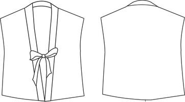 Technical Drawing of Sleeveless Tie Front Crop Top - Fashion Design Sketch for Apparel and Pattern Use vector