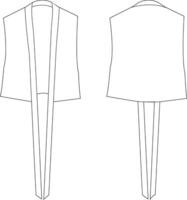 Technical Drawing of Outer Sleeveless Garment with Ties, Fashion Design Illustration, Clothing Pattern vector