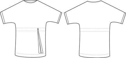 This dress oversize ruched technical drawing features detailed and precise elements, including the ruched design, oversized silhouette, and seam lines. Ideal for fashion designers and garment makers vector