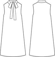 This sleeveless midi dress technical drawing provides precise and detailed elements, from the silhouette to seam lines. Ideal for fashion designers and garment makers, it ensures accurate interpretati vector