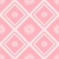 Pinky flower of Argyle in seamless pattern. Pink background with ivory frame. Design geometric. vector