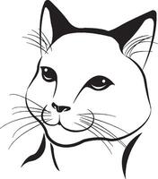 a black and white drawing of a cat's face vector