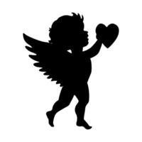 cupid with heart valentine day symbol vector