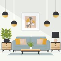 minimalistic living room interior design flat illustration vector
