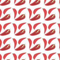 Seamless pattern with red chili peppers on white background. vector
