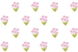 Seamless pattern of pink spring blossoms on white background. vector