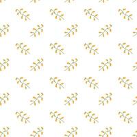 Seamless pattern of small yellow flowers with green stems on white background. vector