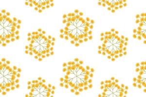 Seamless pattern of geometric sunflower mandalas on white background. vector