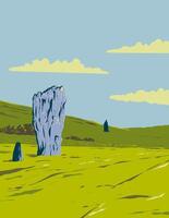 Stone Circles in Avebury in England WPA Poster Art vector