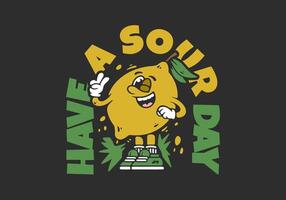 The Mascot character of lemon fruit in flat art style design vector