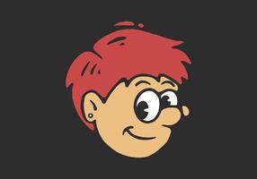 Boy's face with a smiling expression, flat art illustration vector