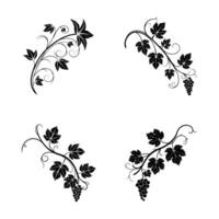 Clean and Simple Grapevine Silhouettes in Black vector