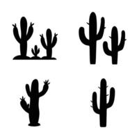 Clean and Simple Cactus Silhouettes in Black vector