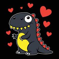 dinosaurs with red heart for valentine vector