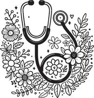 Stethoscope With Flower vector