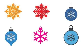 Line Art Snowflake Ornament Set for Seasonal Themes vector