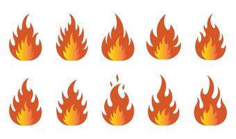 Campfire Icons Set with Various Flame Styles and Sizes vector