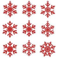 Snowflake Ornament Set Featuring Line Art Details vector
