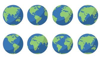 Earth Globe Icon Set Featuring Rotating Globe Illustrations vector