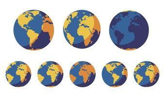 Flat Rotating Earth Globe Icons for Educational Themes vector