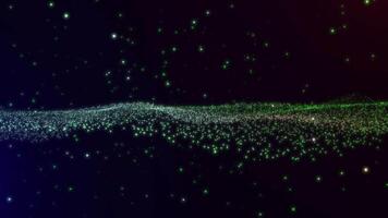 Flowing White and Green Particle Wave Background video
