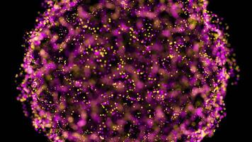Vibrant Pink and Yellow Particle Sphere with Dynamic Glow and Motion video