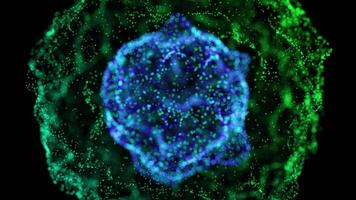 Blue and Green Particle Sphere with Vibrant Teal Highlights video