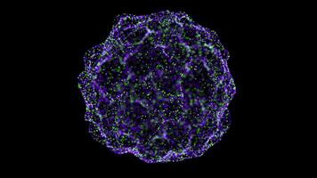 Abstract Sphere with Green and Purple Particle Cloud on Black Background video