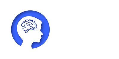 Stroke, ischemia, Alzheimer's, aneurysm, tumor and atherosclerosis. White banner with a boy's head. Place for your text. opy space. Medical concept of diseases of the brain. vector