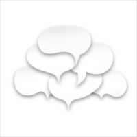 Art illustration. White speech bubbles with shadow on a white isolated background. The concept of communication between people in society. vector