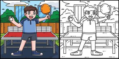 Table Tennis Player with Racket Ball Illustration vector