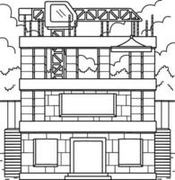 Construction Site with Tower Crane Coloring Page vector