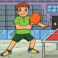 Table Tennis Player Returning the Ball Colored vector